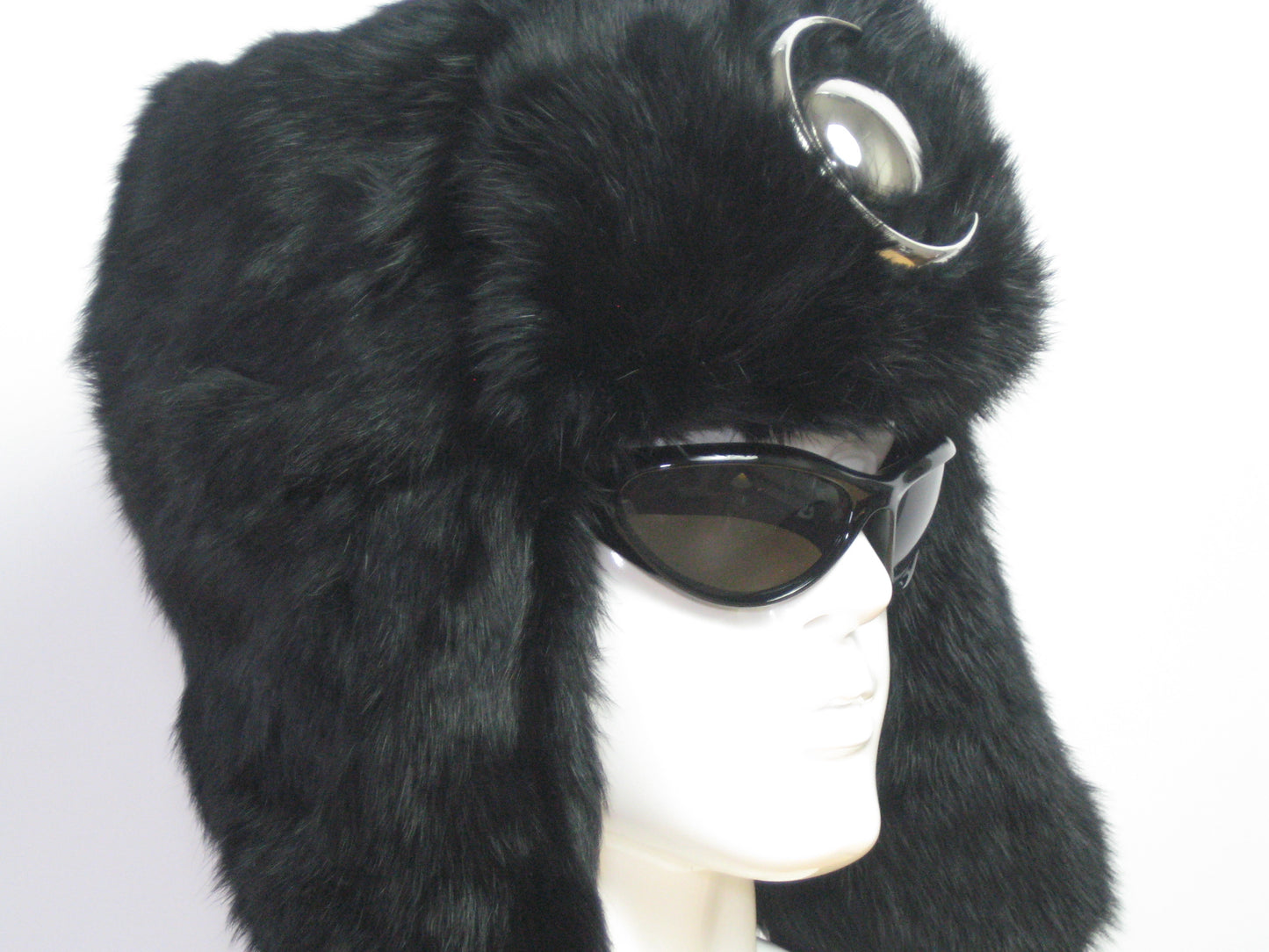 Chthonic Emblem Premium 100% Rabbit Fur Black Trapper Hat