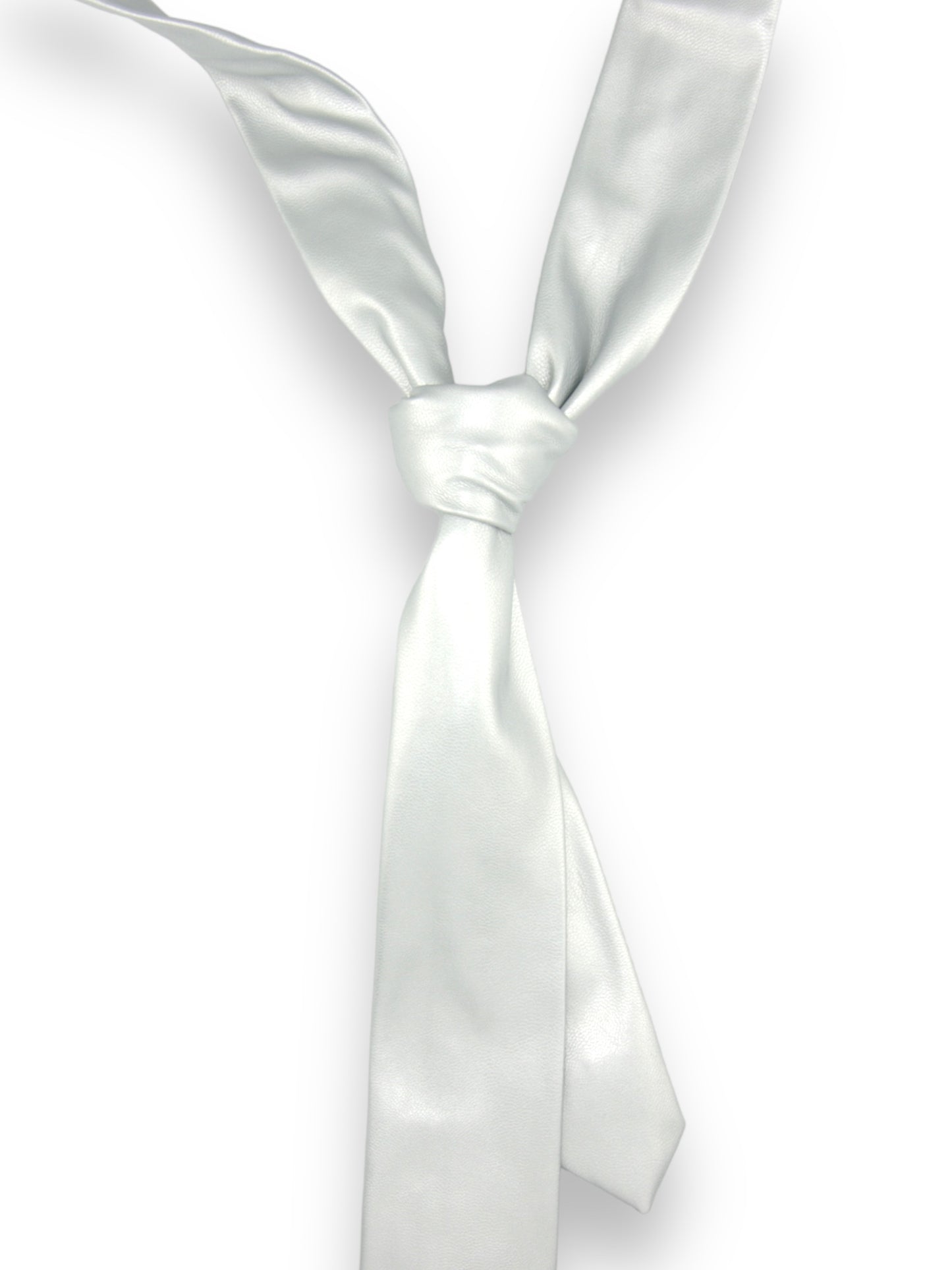 Silver Leather Tie