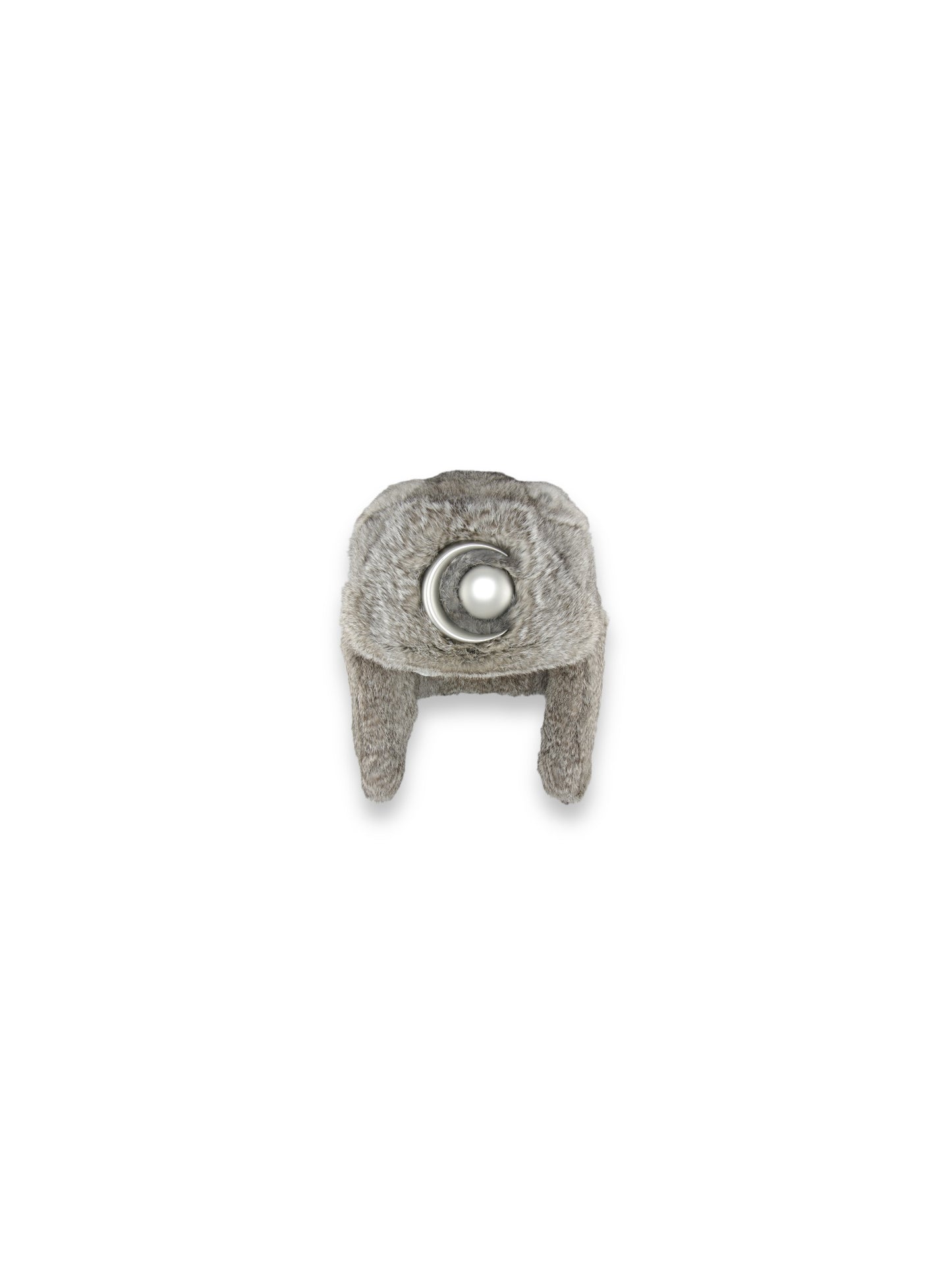 Chthonic Frosted Emblem Premium 100% Rabbit Fur Ash Grey Trapper Hat