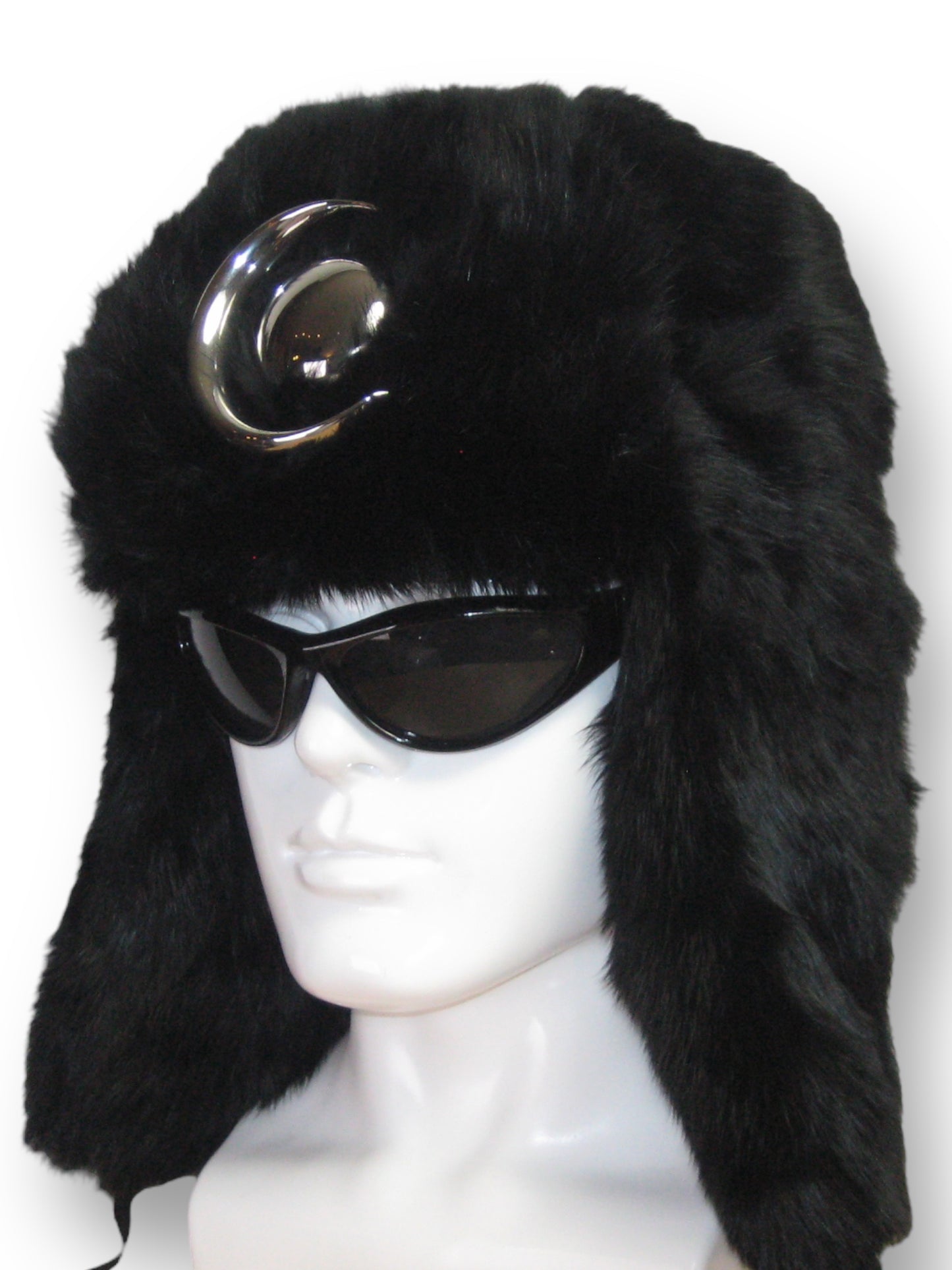 Chthonic Emblem Premium 100% Rabbit Fur Black Trapper Hat