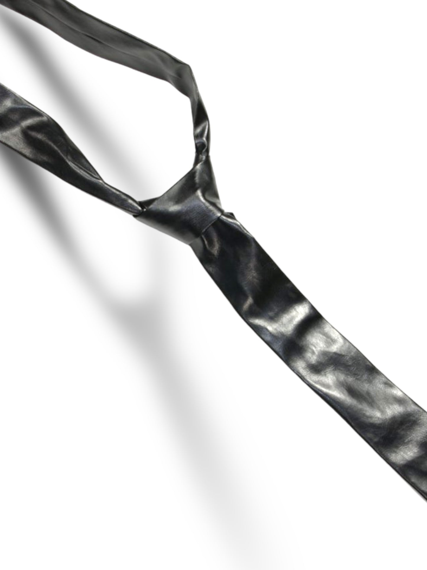 Black leather tie