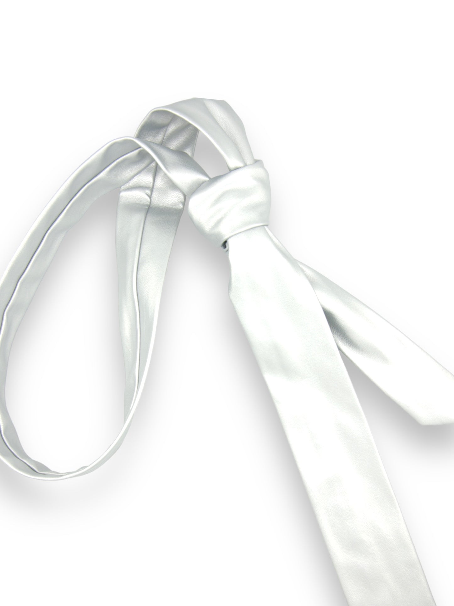 Silver Leather Tie